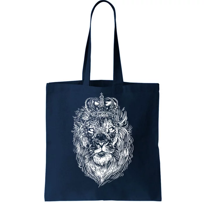 Crowned Lion Illustration Tote Bag