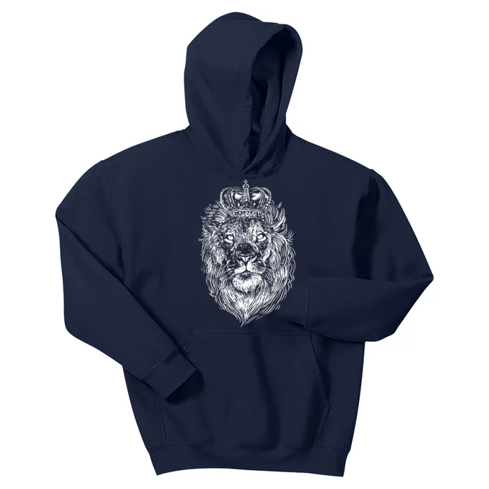 Crowned Lion Illustration Kids Hoodie