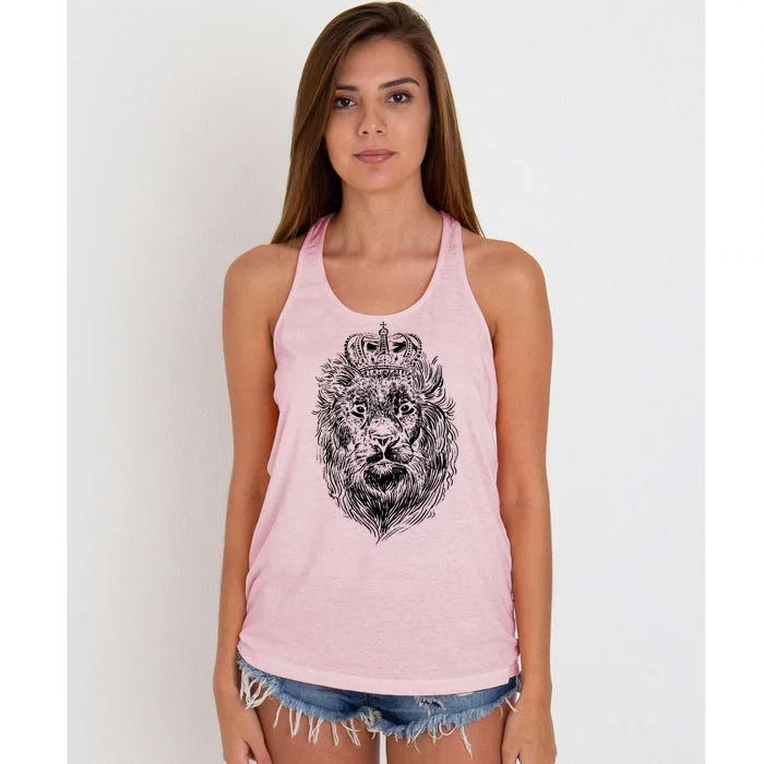 Crowned Lion Illustration Women's Knotted Racerback Tank