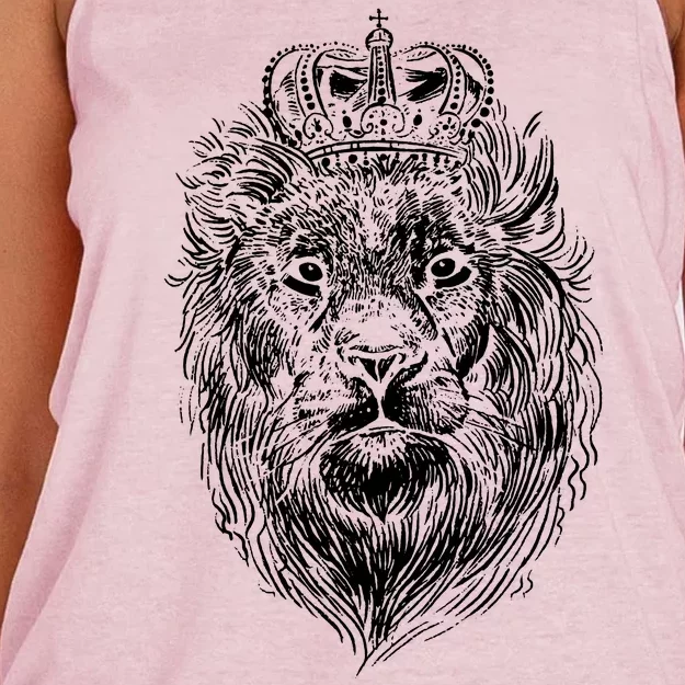 Crowned Lion Illustration Women's Knotted Racerback Tank