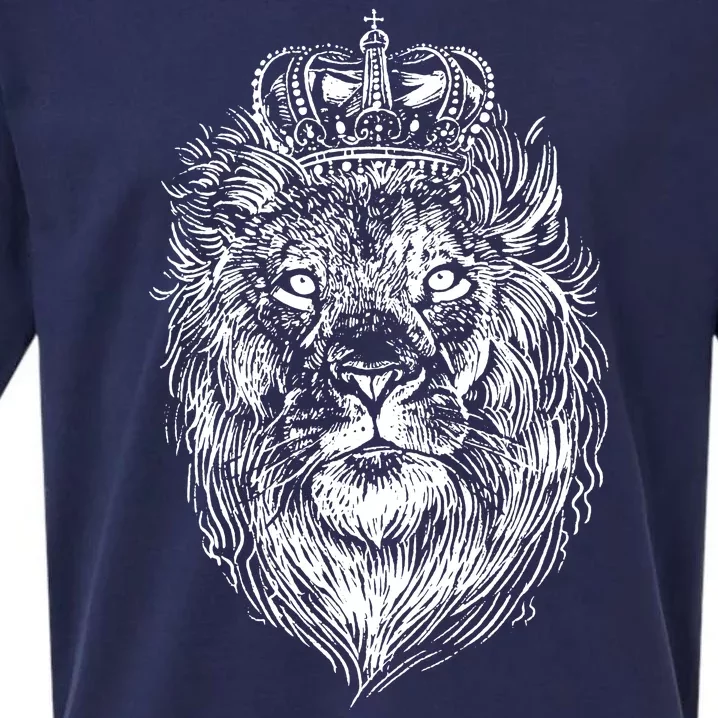 Crowned Lion Illustration Sueded Cloud Jersey T-Shirt