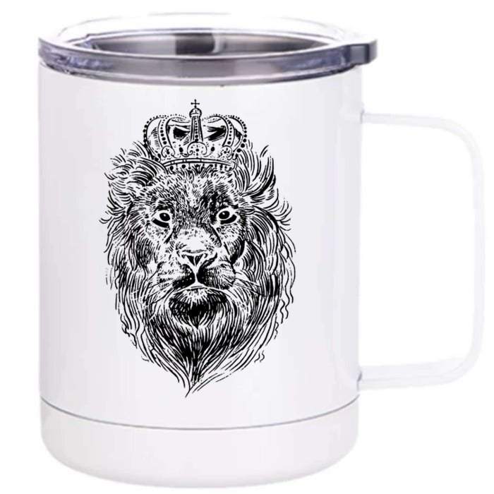 Crowned Lion Illustration Front & Back 12oz Stainless Steel Tumbler Cup