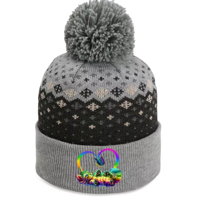 Cute Rainbow Paint Kitten Butterfly Heart The Baniff Cuffed Pom Beanie