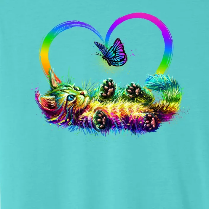 Cute Rainbow Paint Kitten Butterfly Heart ChromaSoft Performance T-Shirt