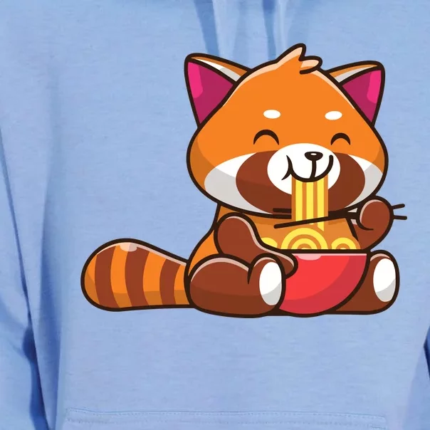 Cute Red Panda Eating Noodle Cartoon Unisex Surf Hoodie