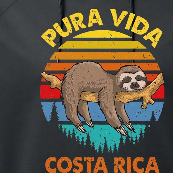 Costa Rica Pura Vida Sloth Performance Fleece Hoodie