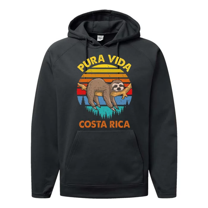 Costa Rica Pura Vida Sloth Performance Fleece Hoodie