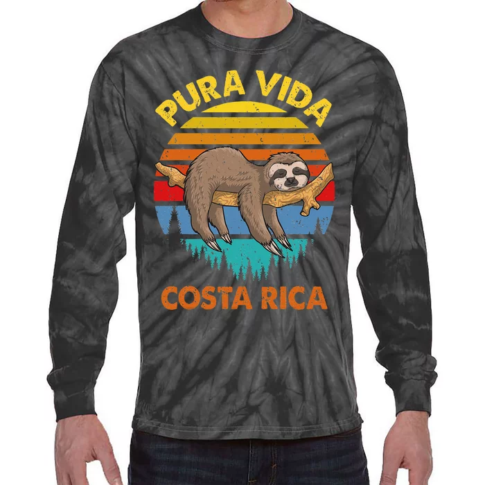 Costa Rica Pura Vida Sloth Tie-Dye Long Sleeve Shirt