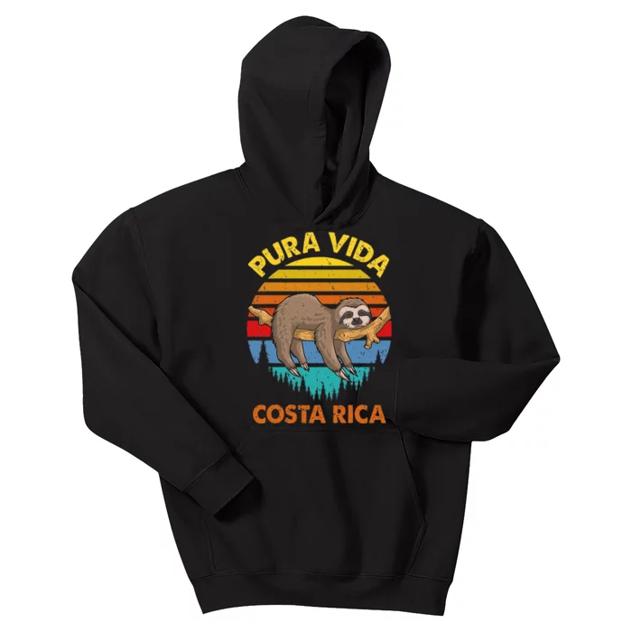 Costa Rica Pura Vida Sloth Kids Hoodie