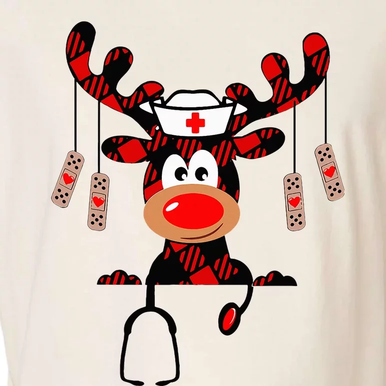 Christmas Reindeer Plaid Nurse NICU RN LPN Festive Gift Garment-Dyed Women's Muscle Tee