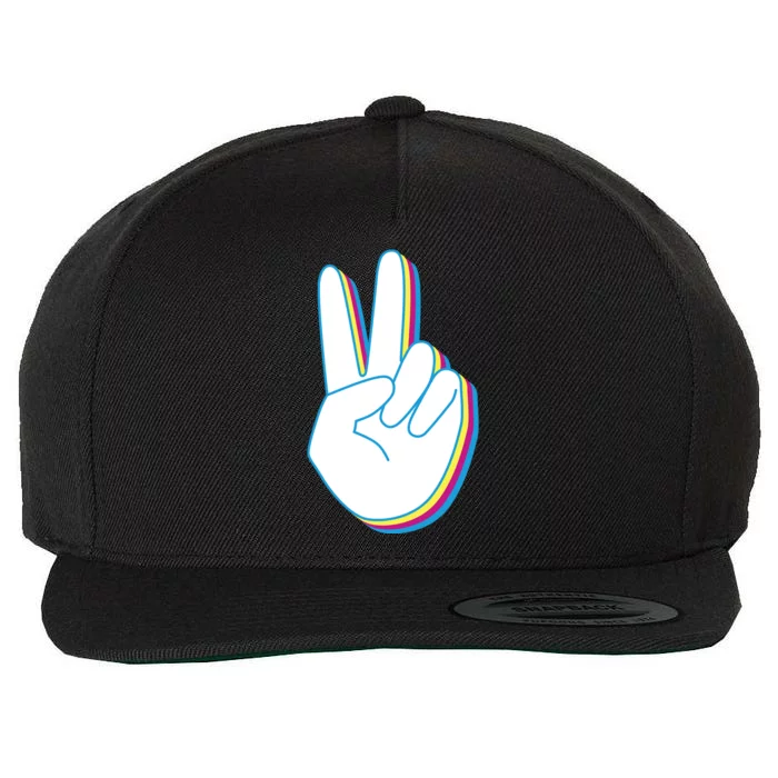 Colorful Retro Peace Sign Wool Snapback Cap