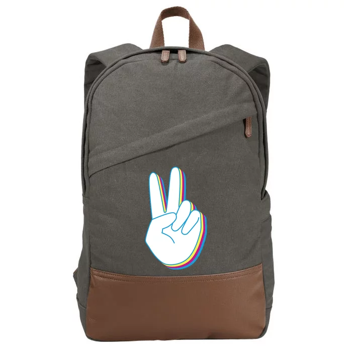 Colorful Retro Peace Sign Cotton Canvas Backpack