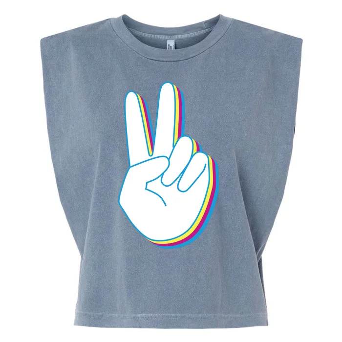 Colorful Retro Peace Sign Garment-Dyed Women's Muscle Tee