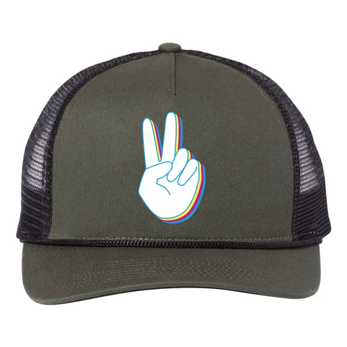 Colorful Retro Peace Sign Retro Rope Trucker Hat Cap