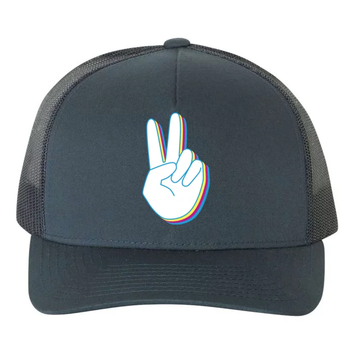 Colorful Retro Peace Sign Yupoong Adult 5-Panel Trucker Hat