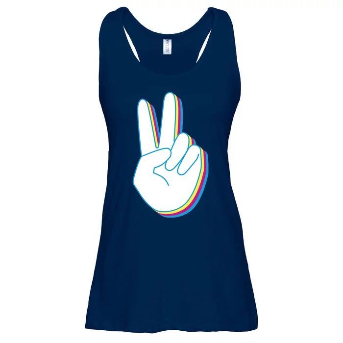 Colorful Retro Peace Sign Ladies Essential Flowy Tank