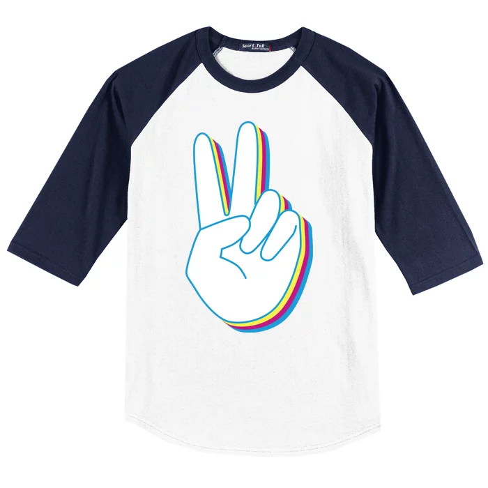 Colorful Retro Peace Sign Baseball Sleeve Shirt