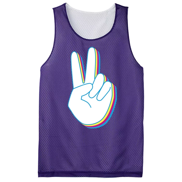 Colorful Retro Peace Sign Mesh Reversible Basketball Jersey Tank