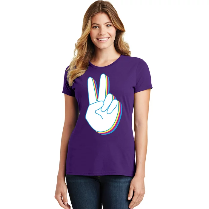 Colorful Retro Peace Sign Women's T-Shirt