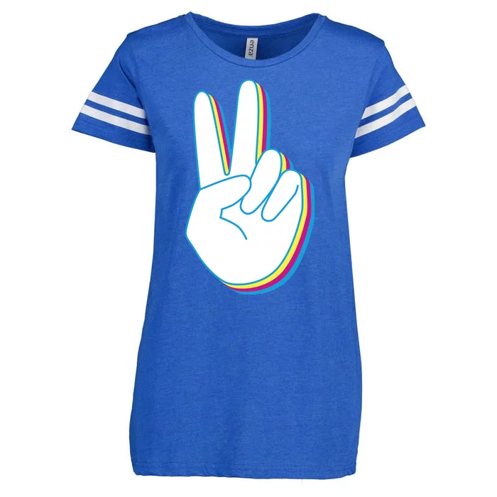 Colorful Retro Peace Sign Enza Ladies Jersey Football T-Shirt