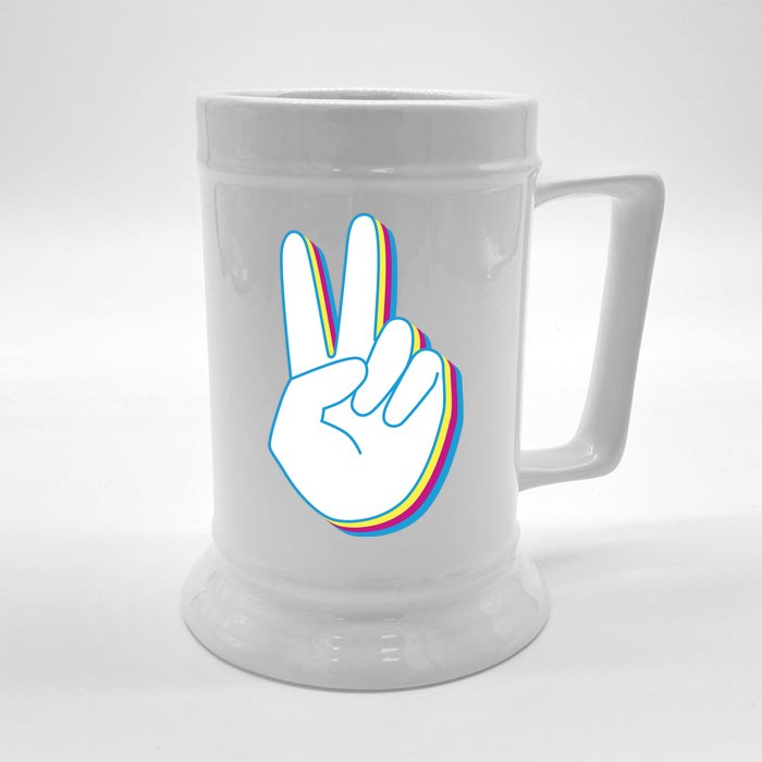 Colorful Retro Peace Sign Front & Back Beer Stein