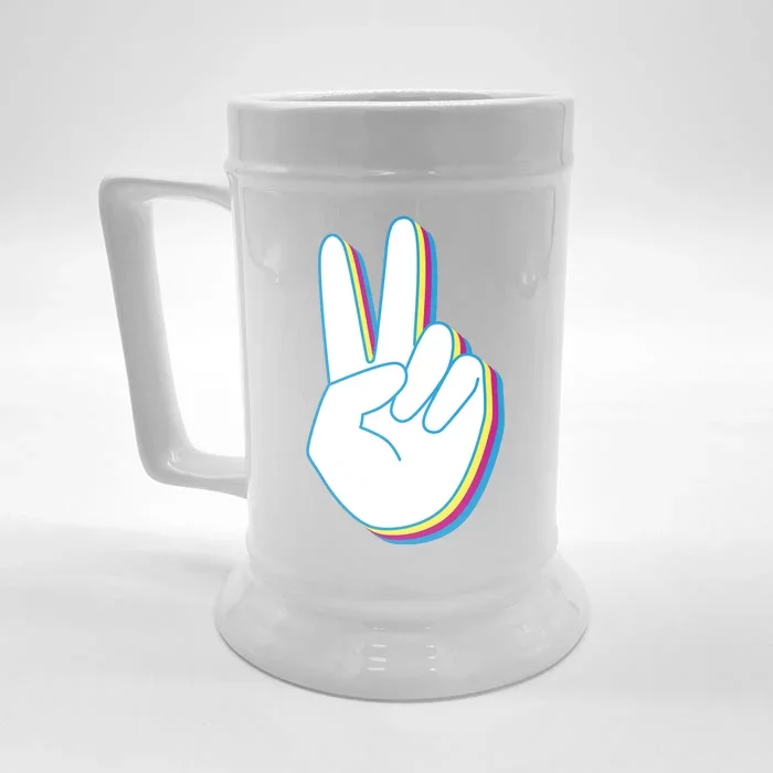 Colorful Retro Peace Sign Front & Back Beer Stein