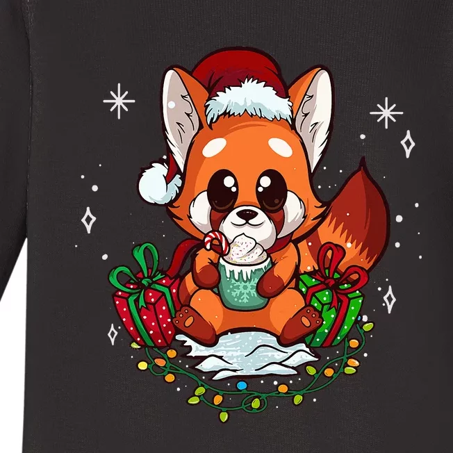 Cute Red Panda Christmas Gifts Xmas Pajamas Baby Long Sleeve Bodysuit