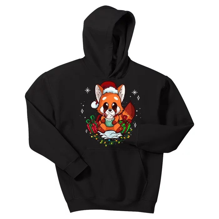 Cute Red Panda Christmas Gifts Xmas Pajamas Kids Hoodie