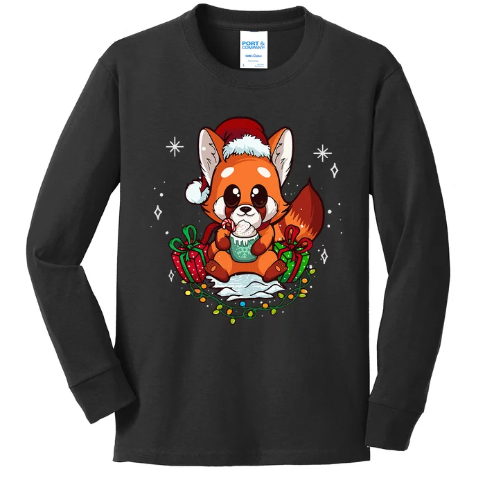 Cute Red Panda Christmas Gifts Xmas Pajamas Kids Long Sleeve Shirt