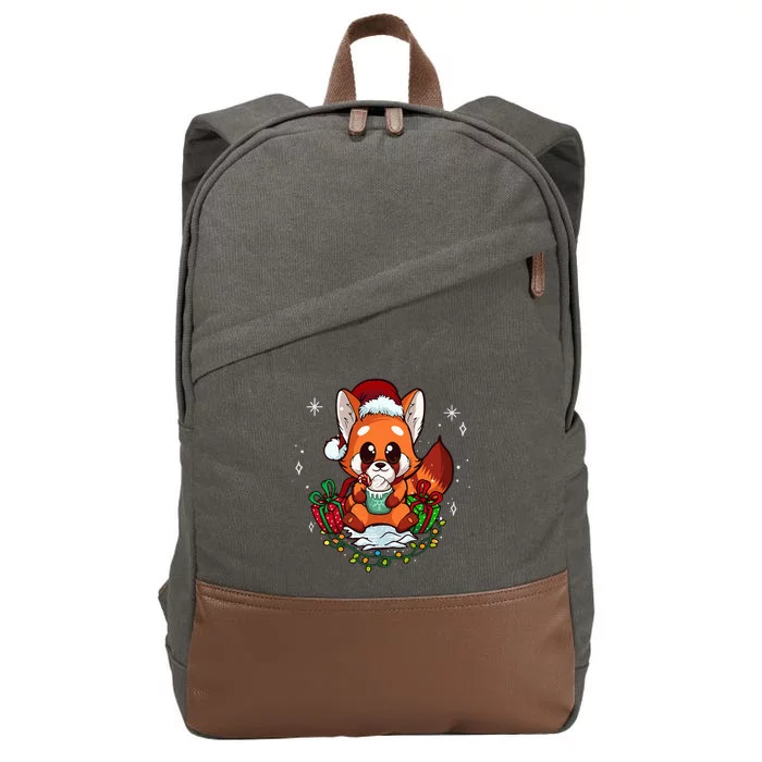 Cute Red Panda Christmas Gifts Xmas Pajamas Cotton Canvas Backpack