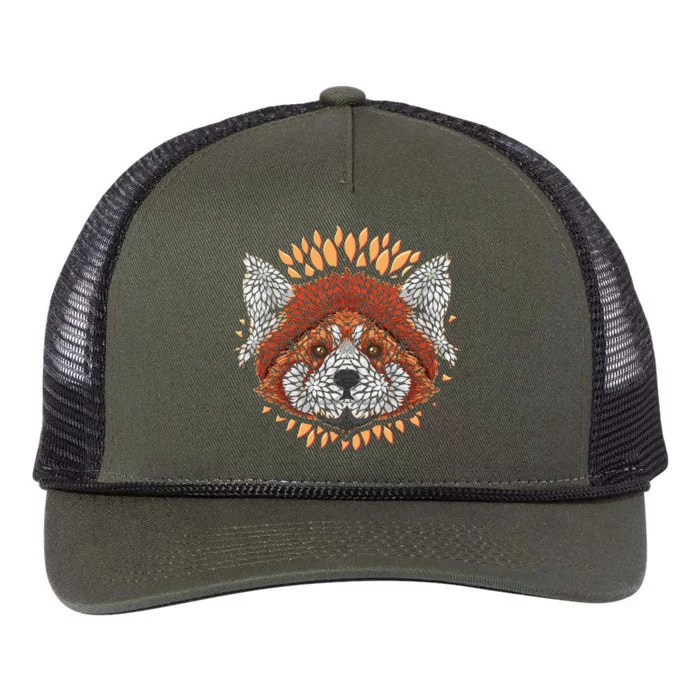 Cute Red Panda Leaf Petal Face Retro Rope Trucker Hat Cap