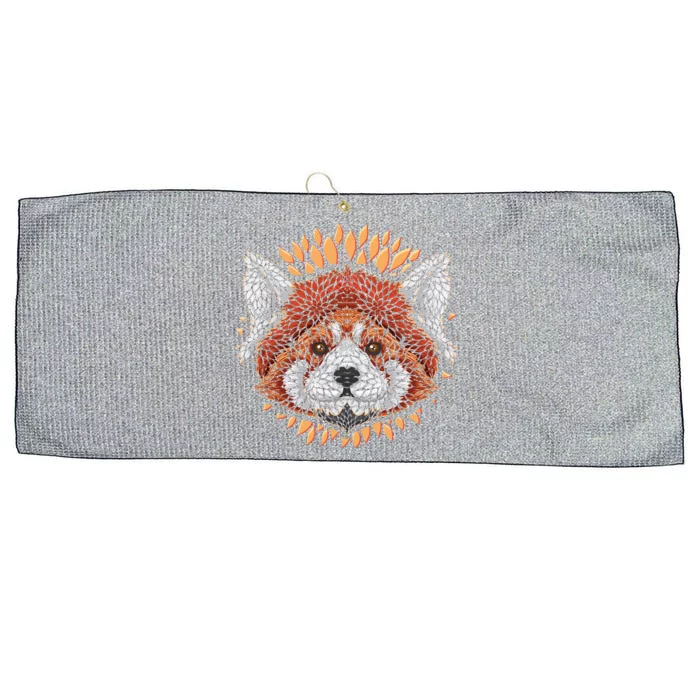 Cute Red Panda Leaf Petal Face Large Microfiber Waffle Golf Towel