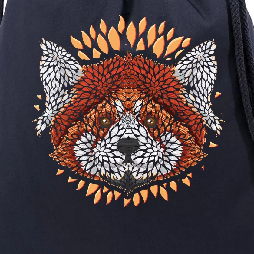 Cute Red Panda Leaf Petal Face Drawstring Bag