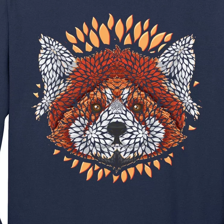 Cute Red Panda Leaf Petal Face Tall Long Sleeve T-Shirt