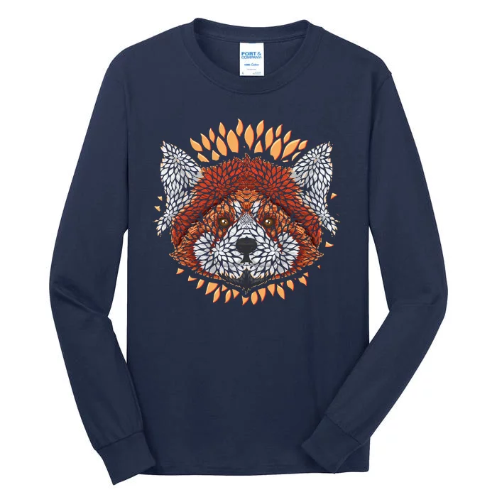 Cute Red Panda Leaf Petal Face Tall Long Sleeve T-Shirt