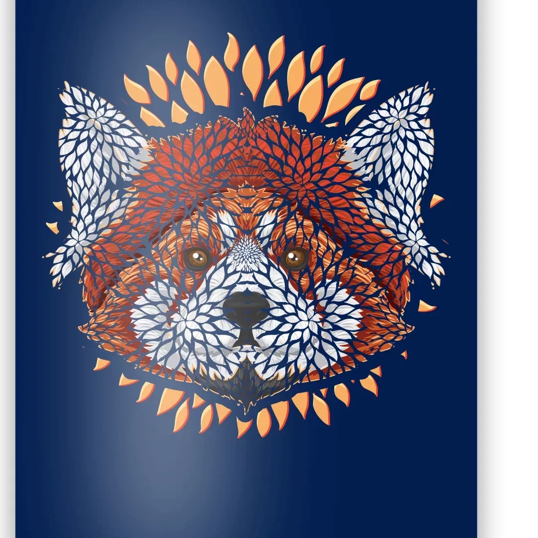 Cute Red Panda Leaf Petal Face Poster