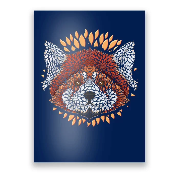 Cute Red Panda Leaf Petal Face Poster