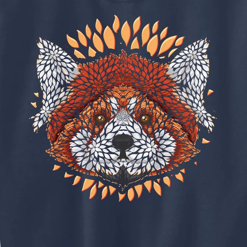 Cute Red Panda Leaf Petal Face Kids Sweatshirt