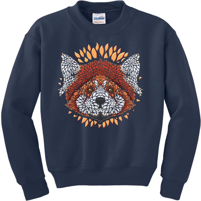 Cute Red Panda Leaf Petal Face Kids Sweatshirt