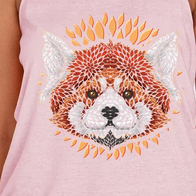 Cute Red Panda Leaf Petal Face Women's Knotted Racerback Tank