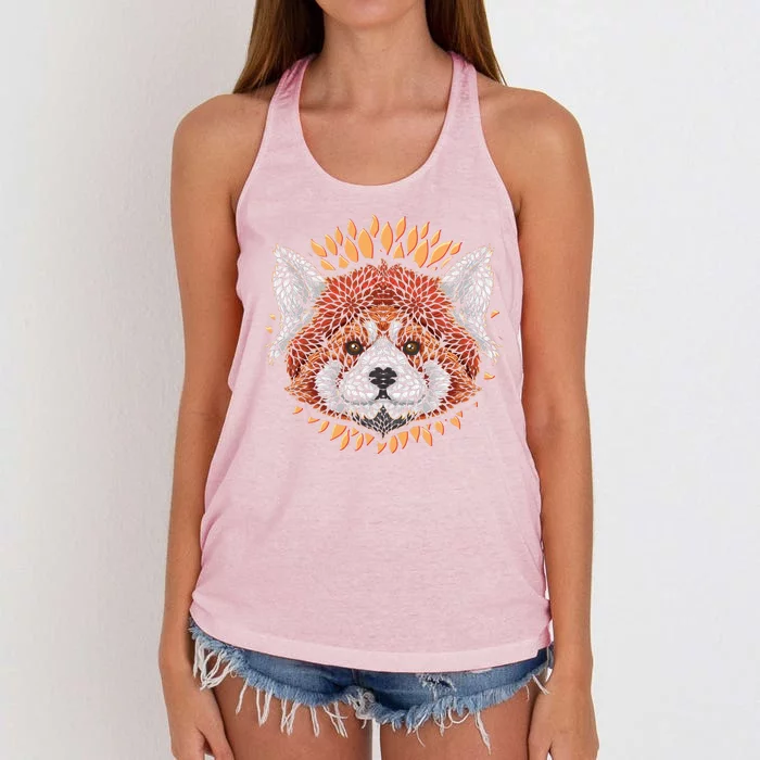 Cute Red Panda Leaf Petal Face Women's Knotted Racerback Tank