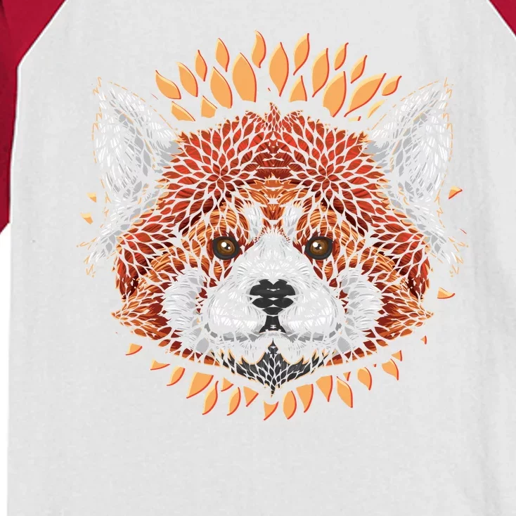 Cute Red Panda Leaf Petal Face Kids Colorblock Raglan Jersey