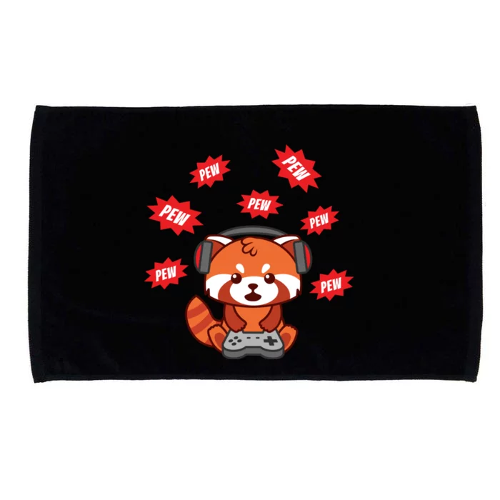 Cute Red Panda Gamer Funny Video Gaming Gift Microfiber Hand Towel