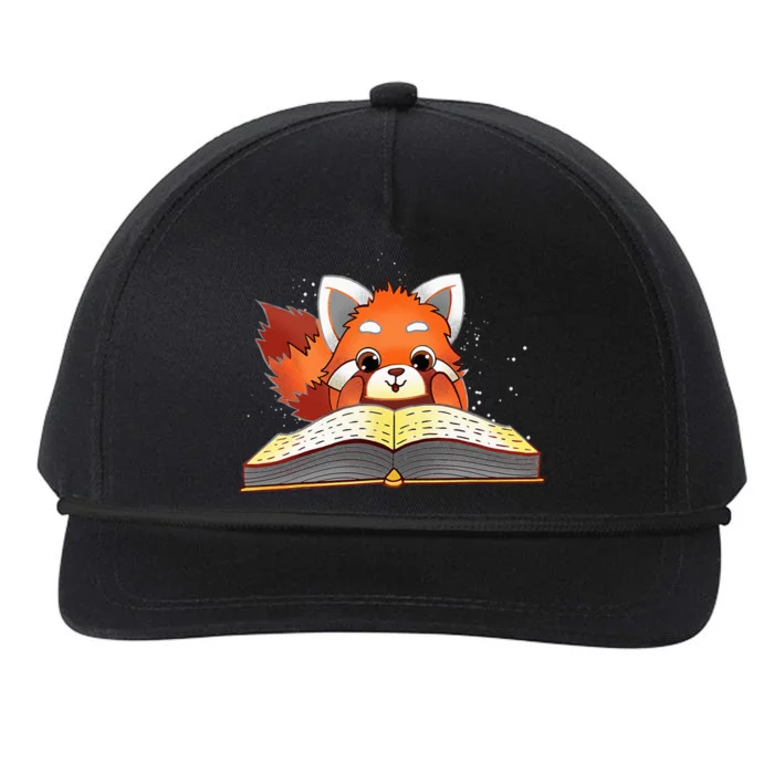 Cute Red Panda Reading A Book Lover Bookworm Love Snapback Five-Panel Rope Hat