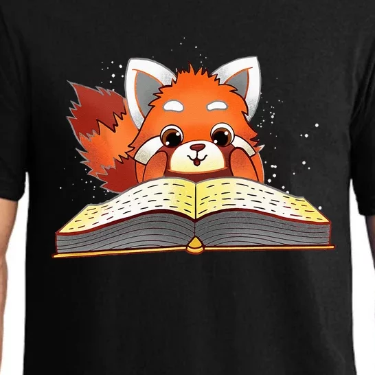 Cute Red Panda Reading A Book Lover Bookworm Love Pajama Set