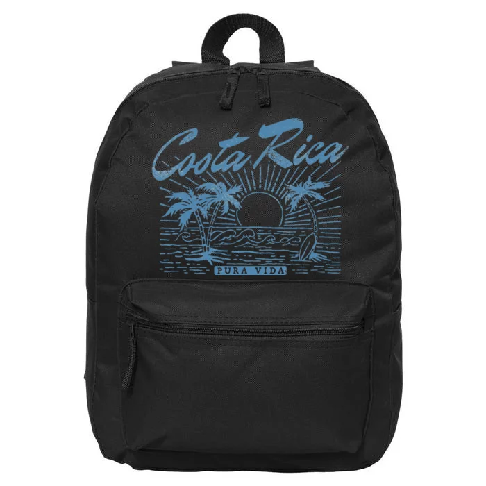 Costa Rica Pura Vida Vintage Distressed Beach 16 in Basic Backpack