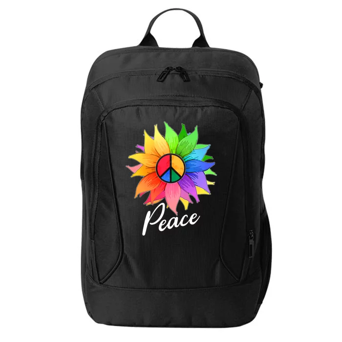 Cute Rainbow Peace Symbol Flower City Backpack