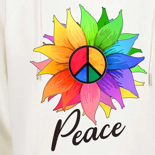 Cute Rainbow Peace Symbol Flower Womens Funnel Neck Pullover Hood