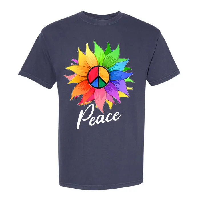 Cute Rainbow Peace Symbol Flower Garment-Dyed Heavyweight T-Shirt