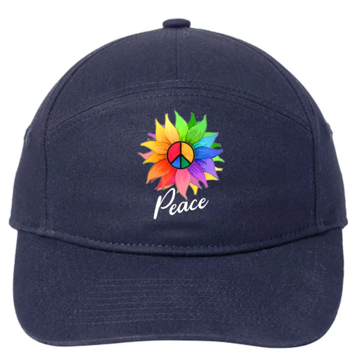 Cute Rainbow Peace Symbol Flower 7-Panel Snapback Hat